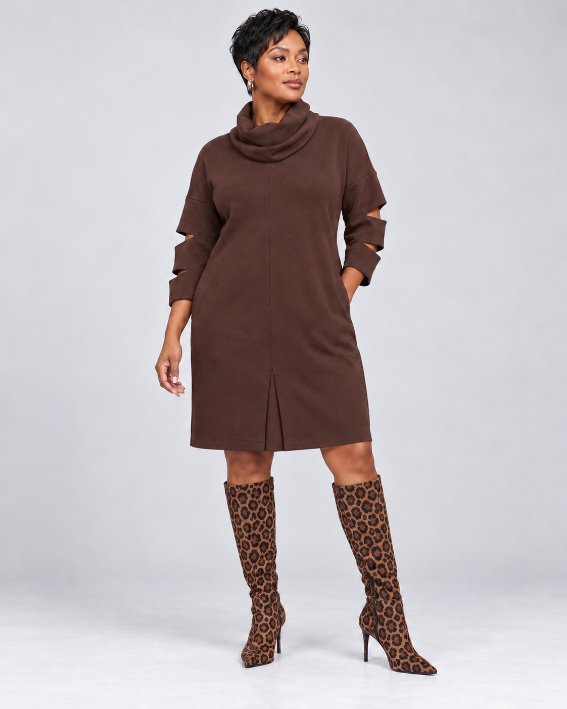 Mocha Muse Cowl Neck Dress