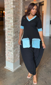 Chic Pocket Contrast Jumpsuit