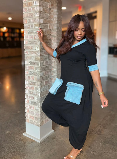 Chic Pocket Contrast Jumpsuit