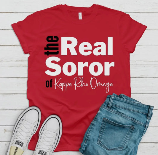 Deltas the Real Soror Tee. Crew Neck unisex shirt