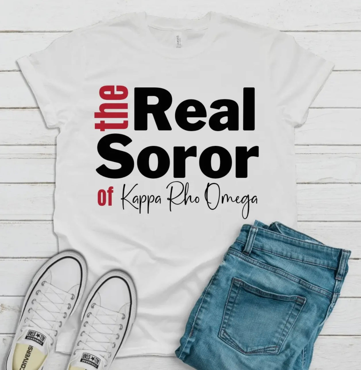 Deltas the Real Soror Tee. Crew Neck unisex shirt