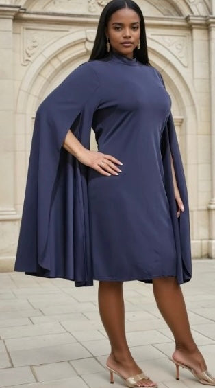 Elegance Cape Dress Navy / XL 14-16