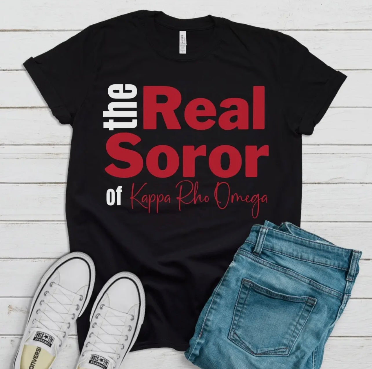 Deltas the Real Soror Tee. Crew Neck unisex shirt