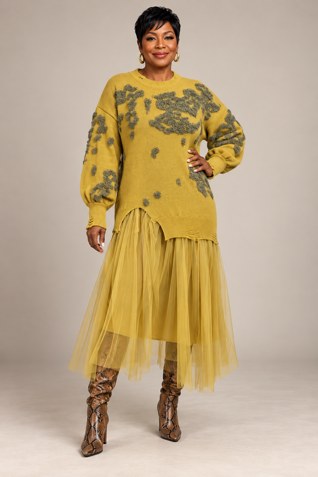 (Pre-Order) Golden Muse Sweater & Tulle Dress
