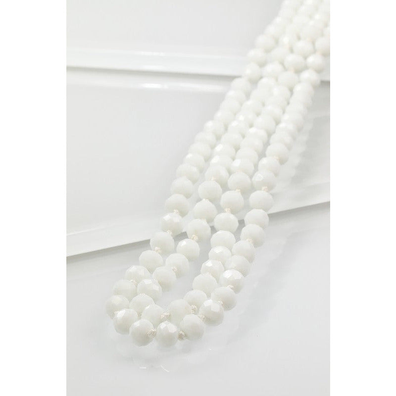 Glass Bead and Knotted Thread Long Necklace
